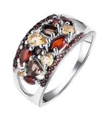 Серебряное кольцо микс камней – Mirserebra925.ru