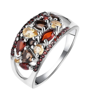 Серебряное кольцо микс камней – Mirserebra925.ru