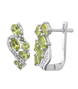 Серебряные серьги с хризолитом – Mirserebra925.ru