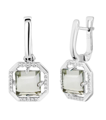 Серебряные серьги с зеленым аметистом – Mirserebra925.ru