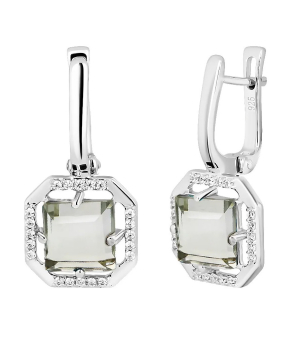 Серебряные серьги с зеленым аметистом – Mirserebra925.ru