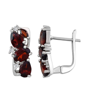Серебряные серьги с гранатом – Mirserebra925.ru