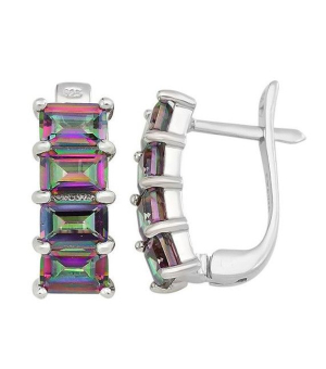 Серебряные серьги с мистик кварцем ‒ Mirserebra925.ru