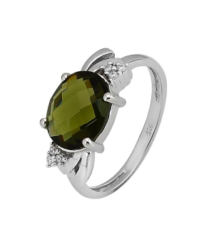 Серебряное кольцо с оливковой шпинелью – Mirserebra925.ru