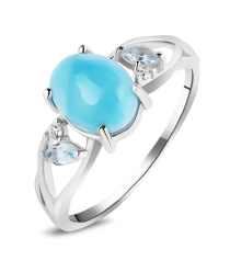 Серебряное кольцо с ларимаром ‒ Mirserebra925.ru