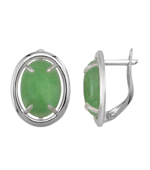 Серебряные серьги с нефритом – Mirserebra925.ru