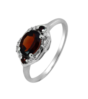 Серебряное кольцо с гранатом – Mirserebra925.ru