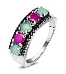 Серебряное кольцо микс камней – Mirserebra925.ru