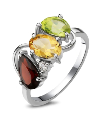 Серебряное кольцо микс камней – Mirserebra925.ru