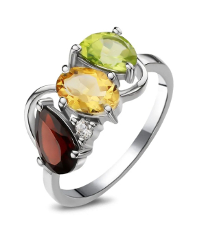 Серебряное кольцо микс камней – Mirserebra925.ru