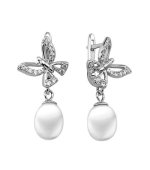 Серебряные серьги с жемчугом ‒ Mirserebra925.ru