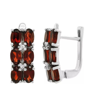 Серебряные серьги с гранатом – Mirserebra925.ru