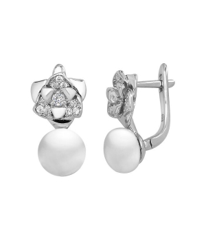 Серебряные серьги с жемчугом ‒ Mirserebra925.ru