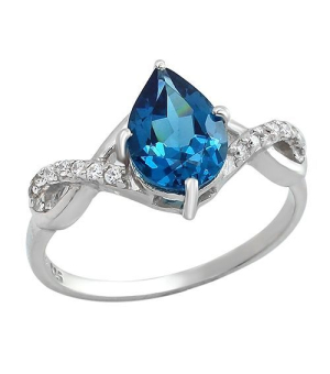 Серебряное кольцо с лондон топазом кварц ‒ Mirserebra925.ru