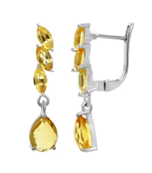 Серебряные серьги с цитрином – Mirserebra925.ru
