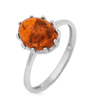 Серебряное кольцо с янтарем ‒ Mirserebra925.ru