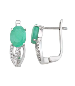 Серебряные серьги с изумрудом – Mirserebra925.ru