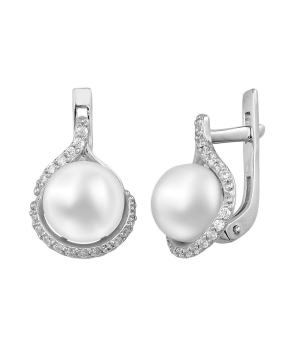 Серебряные серьги с жемчугом ‒ Mirserebra925.ru