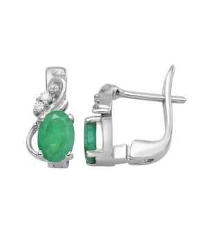 Серебряные серьги с изумрудом – Mirserebra925.ru