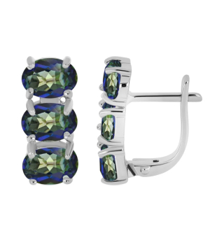 Серебряные серьги с мистик кварцем ‒ Mirserebra925.ru