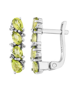 Серебряные серьги с хризолитом – Mirserebra925.ru