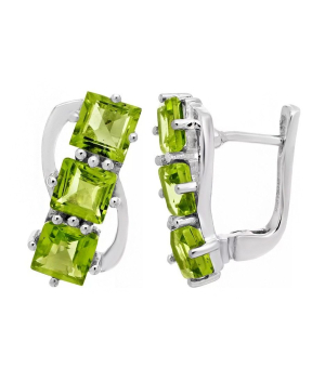 Серебряные серьги с хризолитом – Mirserebra925.ru