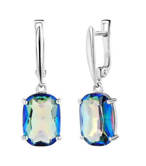 Серебряные серьги с мистик кварцем ‒ Mirserebra925.ru