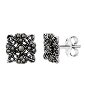 Серебряные серьги с марказитом ‒ Mirserebra925.ru