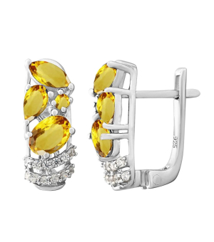 Серебряные серьги с цитрином – Mirserebra925.ru