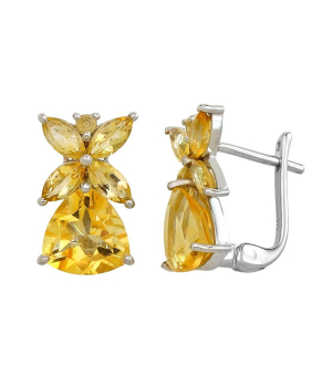 Серебряные серьги с цитрином – Mirserebra925.ru