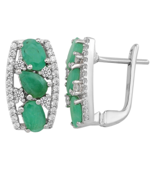 Серебряные серьги с изумрудом – Mirserebra925.ru