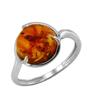 Серебряное кольцо с янтарем ‒ Mirserebra925.ru