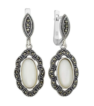 Серебряные серьги с марказитом ‒ Mirserebra925.ru