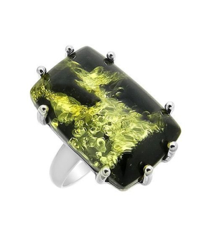 Серебряное кольцо с янтарем ‒ Mirserebra925.ru