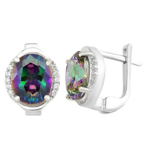 Серебряные серьги с мистик кварцем ‒ Mirserebra925.ru