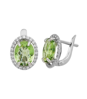 Серебряные серьги с празиолитом кварц ‒ Mirserebra925.ru