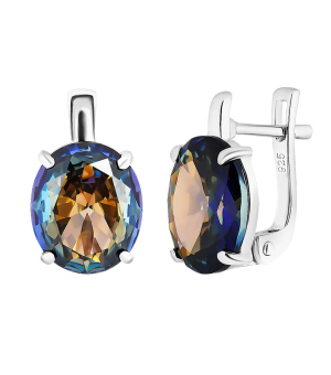 Серебряные серьги с мистик кварцем ‒ Mirserebra925.ru