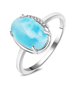 Серебряное кольцо с ларимаром ‒ Mirserebra925.ru