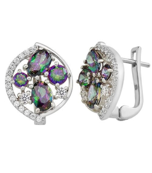 Серебряные серьги с мистик кварцем ‒ Mirserebra925.ru