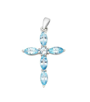 Серебряный крестик топазом ‒ Mirserebra925.ru