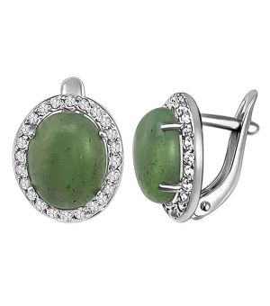 Серебряные серьги с нефритом – Mirserebra925.ru