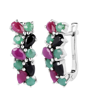 Серебряные серьги микс камней – Mirserebra925.ru