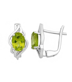 Серебряные серьги с хризолитом – Mirserebra925.ru