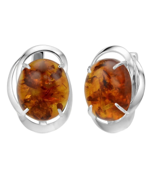 Серебряные серьги с янтарем ‒ Mirserebra925.ru