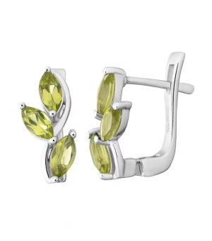 Серебряные серьги с хризолитом – Mirserebra925.ru