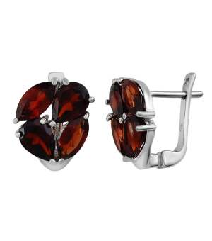 Серебряные серьги с гранатом – Mirserebra925.ru