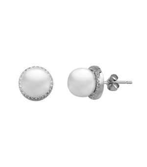 Серебряные серьги с жемчугом swarovski ‒ Mirserebra925.ru