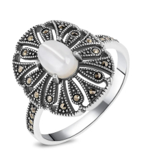 Серебряное кольцо с марказитом ‒ Mirserebra925.ru