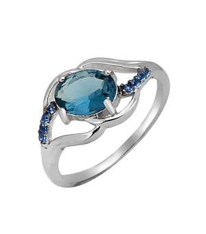 Серебряное кольцо с лондон топазом кварц ‒ Mirserebra925.ru