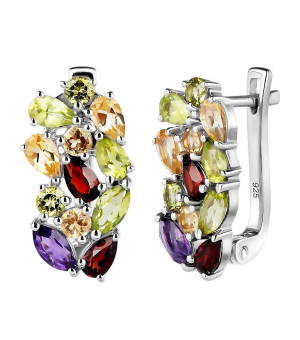 Серебряные серьги микс камней – Mirserebra925.ru